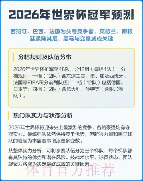 2026年世界杯赛事预测权威平台 2026年世界杯赛事预测权威平台